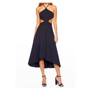 NWT Susana‎ Monaco Cut Out Waist High Low Midi Halter Dress L Blue